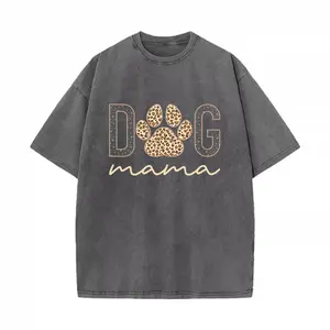 Dog Mama, Leopard Print Washed tshirt, Mother's Day Gift