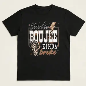 Shirt, Coquette Choco Leopard Kinda Boujee Kinda Broke T-shirt, Coquette Bow Snarky Sublimation Design, Motivation Sublimation, Antisocial Shirt Design