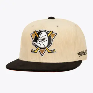 MENS MITCHELL & NESS NHL 2 TONE TEAM CORD FITTED DUCKS - OFF WHITE
