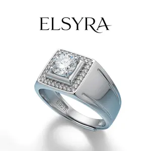 Elsyra S925 Sterling Silver Ring Elegant business casual style Ring Perfect for a Minimalist professional look,Square Nugget Silver real rings - Stylish Gift for Graduation & Birthday,Timeless Jewelry for Modern Gentlemen hypoallergenic Bold Mens