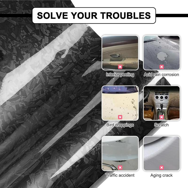 1ft x 5ft Sliver Forged Carbon Fiber Vinyl Wraps, Car Body Wraps with Self-Adhesive for DIY Use, Vehicle Interior and Exterior Films Rolls with Air Release Technology