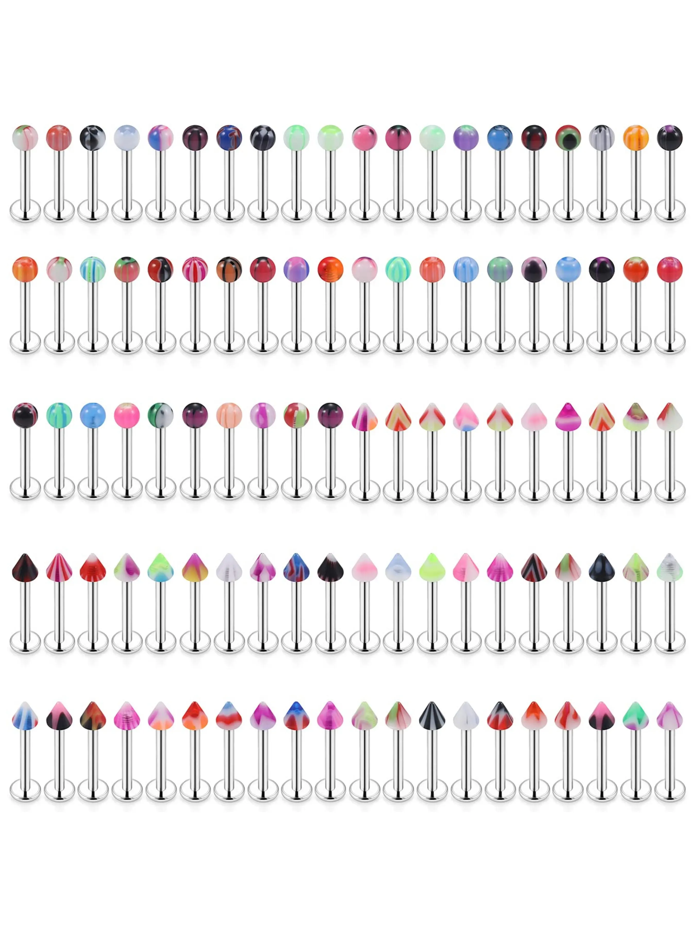 10-100 Pcs 8mm of surgical-grade steel lip rings lip labret studs Lip Piercings Monroe jewelry lip rings, nail cartilage earlobes spiral shape nose rings Medusa piercing women's accessories