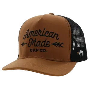 Hooey Men's American Made 5-panel Tan & Black Trucker Cap 9730T-TNBK