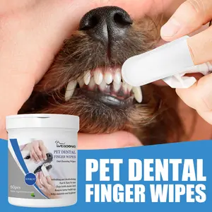 Teeth Cleaning Wipes for Dogs & Cats, Remove Bad Breath by Removing Plaque , Disposable Gentle Cleaning & Gum Care