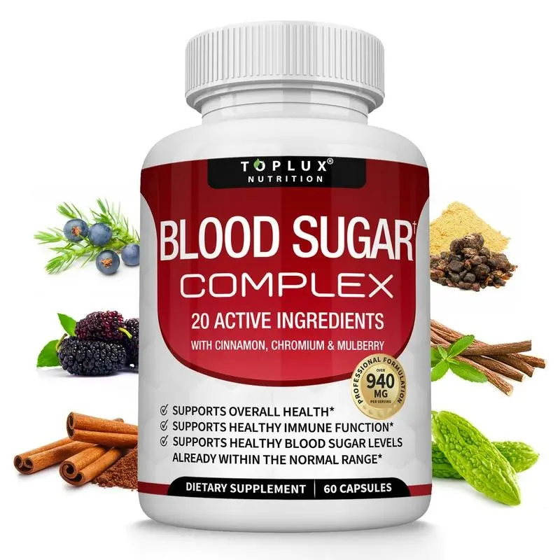 Advanced Blood Sugar Complex Nutritional Supplement, Formulated with 20 Essential Vitamins & Minerals, Supports Healthy Metabolic Function & Long-Term Overall Wellness