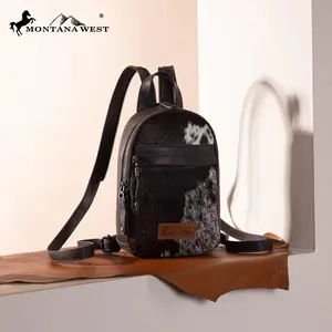 Montana West Genuine Hair-On Cowhide Convertible Sling Backpack - MWR-066