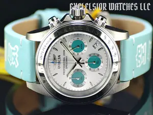Rare Invicta Men 40mm SPEEDWAY DRAGSTER Chronograph Silver Blue Dial 200m Watch