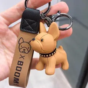 Brown French Bulldog keychain