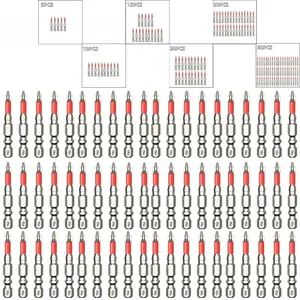 Multi Pack 5/10/15/20/30/60PCS 50mm PH2 Anti-Slip Serrated Screwdriver Bits, Chrome Plated Strong Magnetic Phillips Drill Bits 1/4 Hex Shank Impact Bits for Cordless Drill Woodworking Furniture DIY Repair titanium alloy