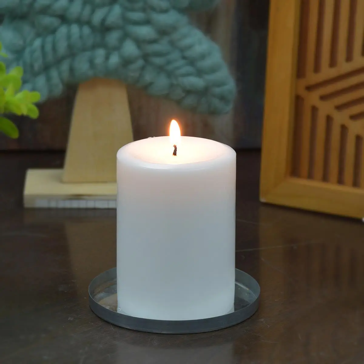 Hand-Poured White Cylindrical Paraffin Wax Pillar Candles Set, 4x6 in Cotton-Wick Neutral Candles for Home Decor, Room Table Centerpieces, Wedding Centerpieces with Long Burn, Smoke-Free