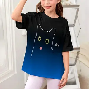 Funny Blep Blep Cute Cat Animals Shirt Black Cat Tee T-Shirt for Kids