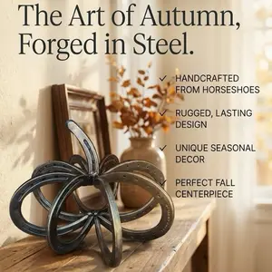 Rustic Horseshoe Fall Pumpkin Home Decor Centerpiece Handcrafted Welded Horseshoes for Autumn Indoor Decoration