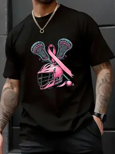 Unisex Trendy Adult Lacrosse Shirt - Pink Ribbon Awareness Sports Lover - Limited Edition, Fun Gift Idea, Men's Women's & Kids' Shirt