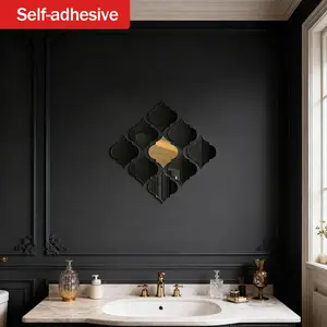 Gold Moroccan Lantern Self-Adhesive Mirror Decorative Sticker, Luxury Wall Art for Living Room Bedroom, Creative Gift Idea, Sticker Packs