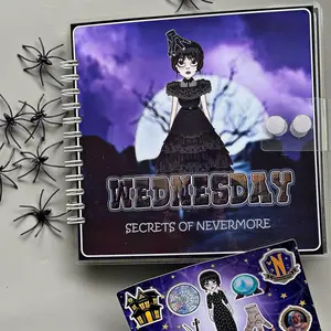 Halloween activity book, Wednesday busy book, educational paper dress up dolls, toddler paper doll house, lulu printable paper dolls