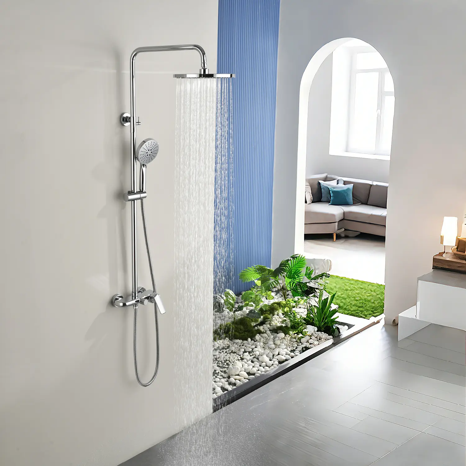The Ultimate 3-in-1 Shower System, 10" Rainfall Head Shower, 3-Way Handheld Spray, and Tub Spout with Adjustable Slide Bar -brushed gold, brushed nickel, chrome, matte black