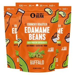 Crunchy Roasted Edamame Beans (Buffalo), Keto Snacks, Healthy Snacks For Adults and Kids, Low Carb High Protein Snacks, Low Calorie Gluten-Free Snack, Vegan Keto Food - 4 oz (3 Pack)