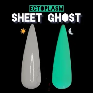 Ectoplasm Sheet Ghost | Milky White to Brilliant Green Glow Nail Dip, glow dip powder, nail dip powder, nail dip, glow-in-the-dark