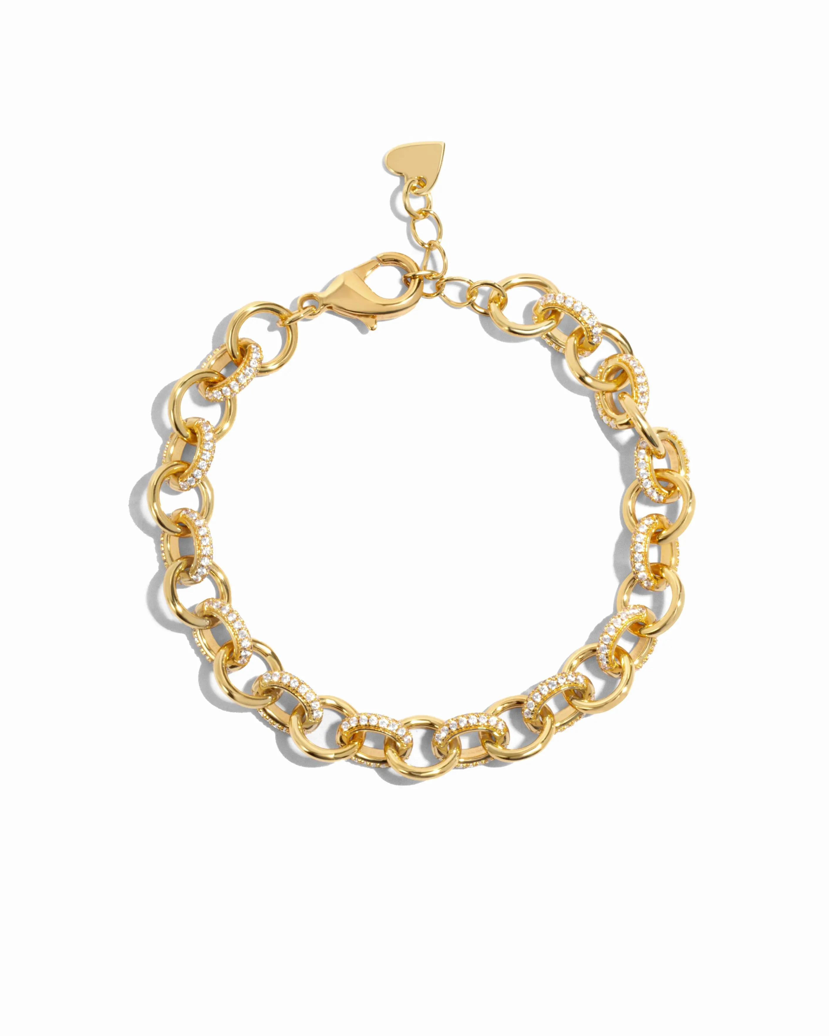 Sami Jewels Round Pave Link Bracelet, Statement Bracelet, Gold Plated Bracelet, Chain Link Bracelet, Stackable Bracelet, Chain Bracelet, Statement Jewelry