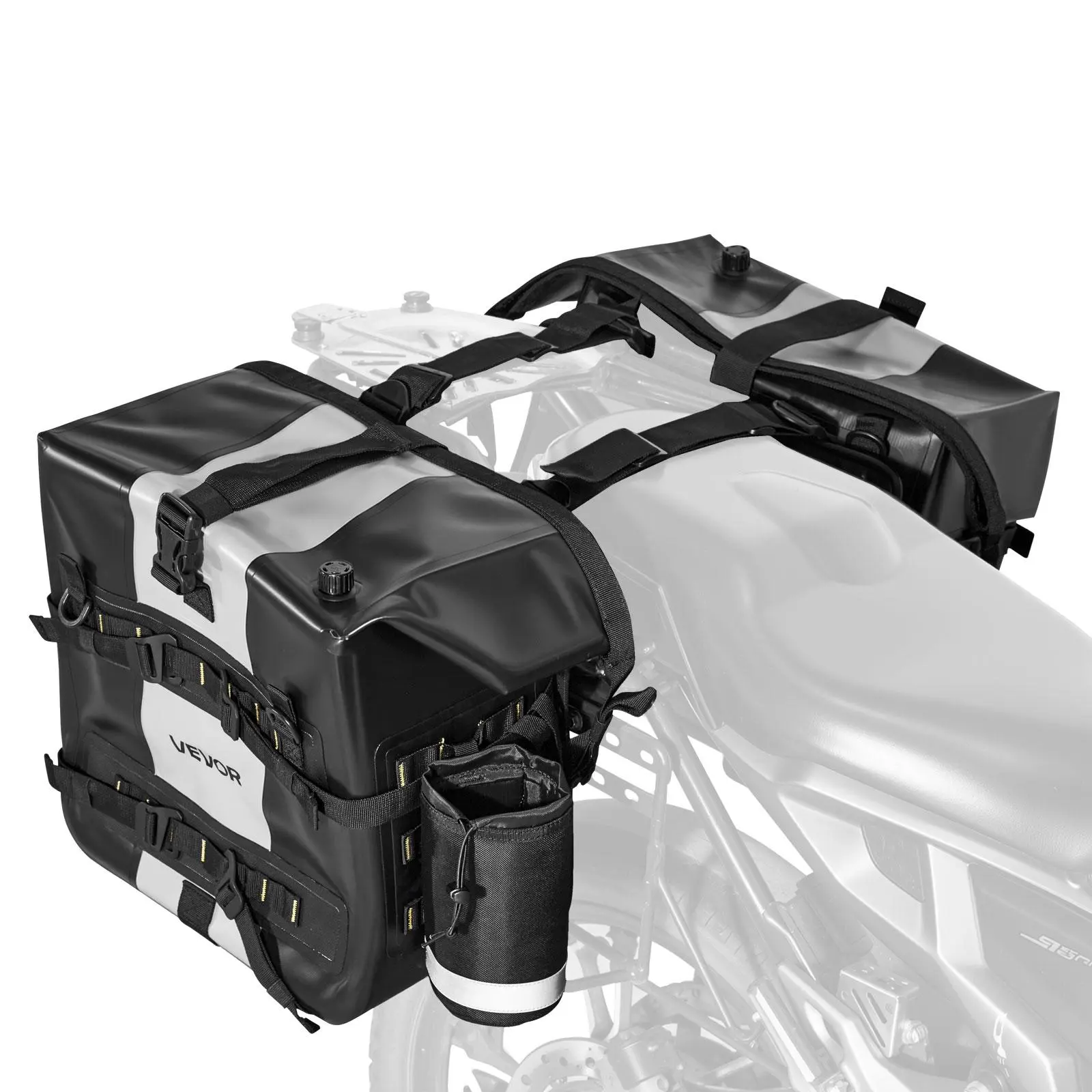 【SummerFinds】VEVOR Motorcycle Saddlebag, 56 L (28 L x 2) Large Capacity Side Saddle Bag Compatible with Most Motorcycles, Waterproof Fabric Outdoor Sports Motorbike Luggage Storage with Detachable Inner Bag, Black