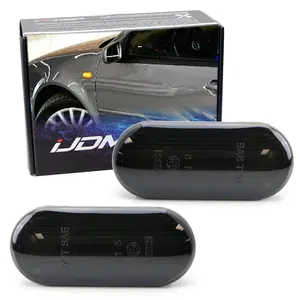 iJDMTOY Smoked Lens Amber Full LED Front Side Marker Light Kit For Volkswagen MK4 Jetta GTI R32 Beetle etc., Powered by 15-SMD LED