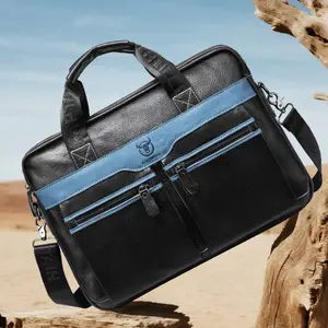 1pc Leather Laptop Handbag, Crossbody Shoulder Bag, Casual Style, Reinforced Handle, Inner Laptop Compartment, Men's Business Briefcase, Large Capacity Commute Handbag, Multi-pocket Work Bag for Travel & Business Trip