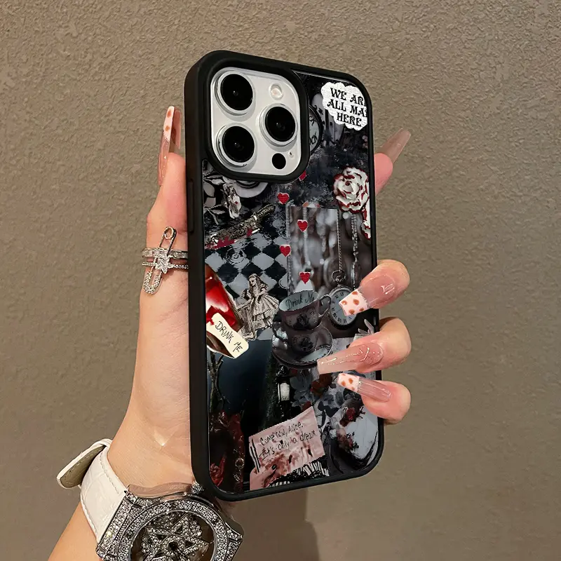 Adorable Magnetic Case for iPhone11/12/13/14/15/16/17/promax Dark Alice Collage MagSafe Compatible, Lightweight, Anti-Fall | Girly & Chic Style