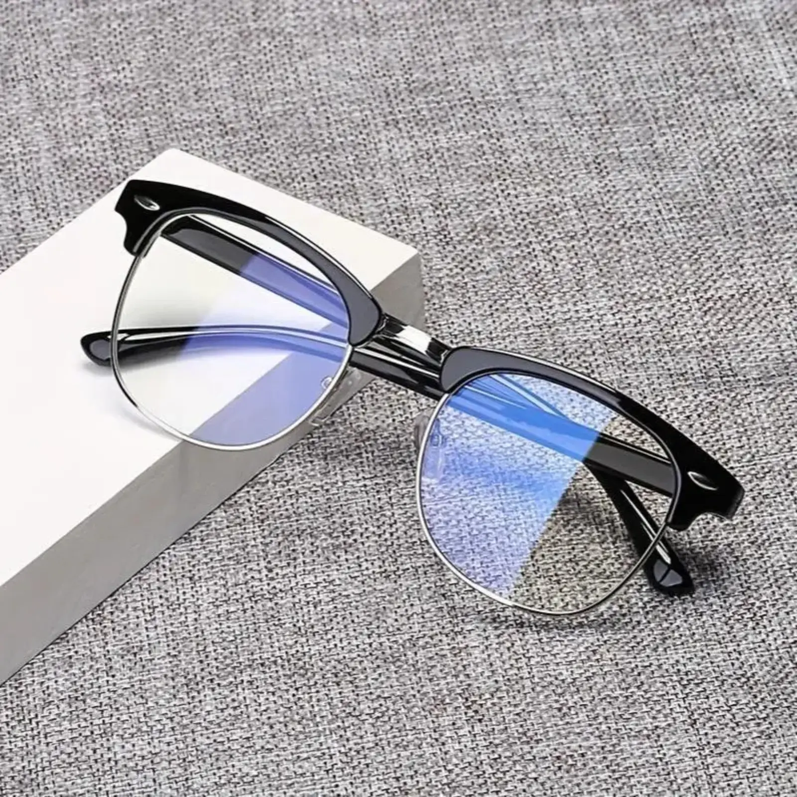 2026 Y2K Unisex Anti-Blue Light Metal Frame Glasses - Resin Lens, Lightweight, Anti-Eye Strain Sports Eyewear for Digital Devices