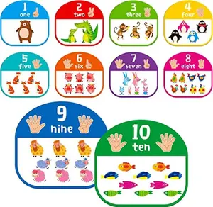 10 PCS Number Posters, Numbers Learning Bulletin Board Set School Decoration