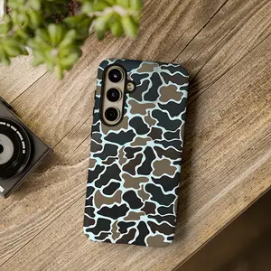 Vintage Camo Pattern Phone Case , Shockproof Rugged Cover Dual Layer Soft Hard Bumper Shell for Samsung S25 S24 S23 S22 S21 NOTE20 Ultra A71 A56