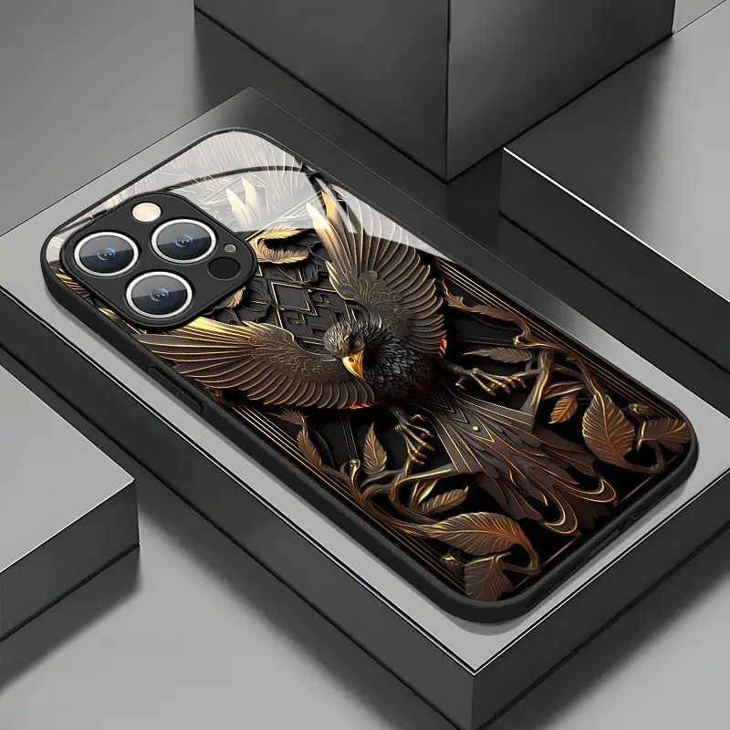 This high-definition tempered glass phone case features a premium metal eagle design and is compatible with the entire iPhone 17 Pro Max/16/15/14/13/12/11 series, as well as devices from Samsung, Google Pixel, and Motorola. Handle Smartphone