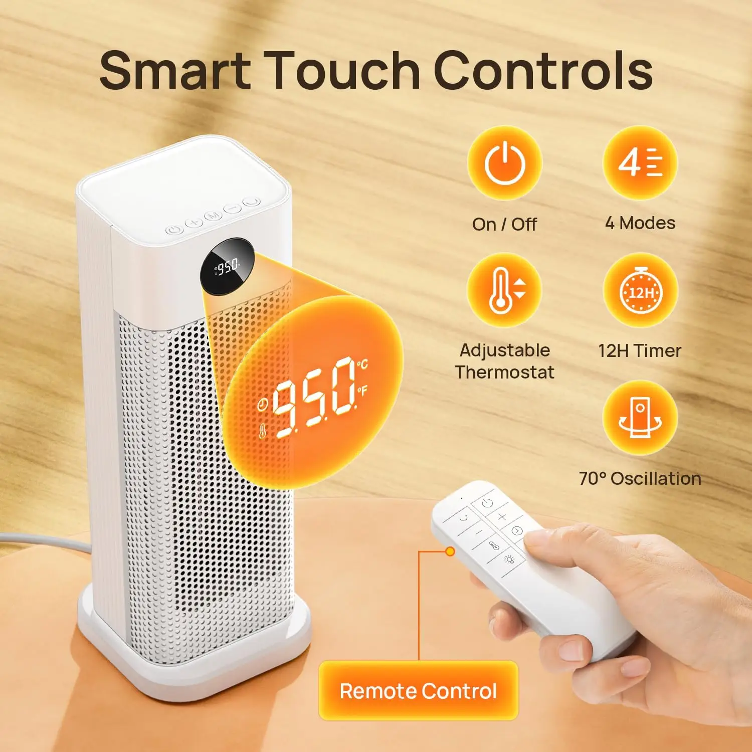 Hilife Space Heater for Indoor Use, 1500W Fast Ceramic Heating, Portable Electric Heaters with Thermostat,Oscillating and Multiple Safety Protection R