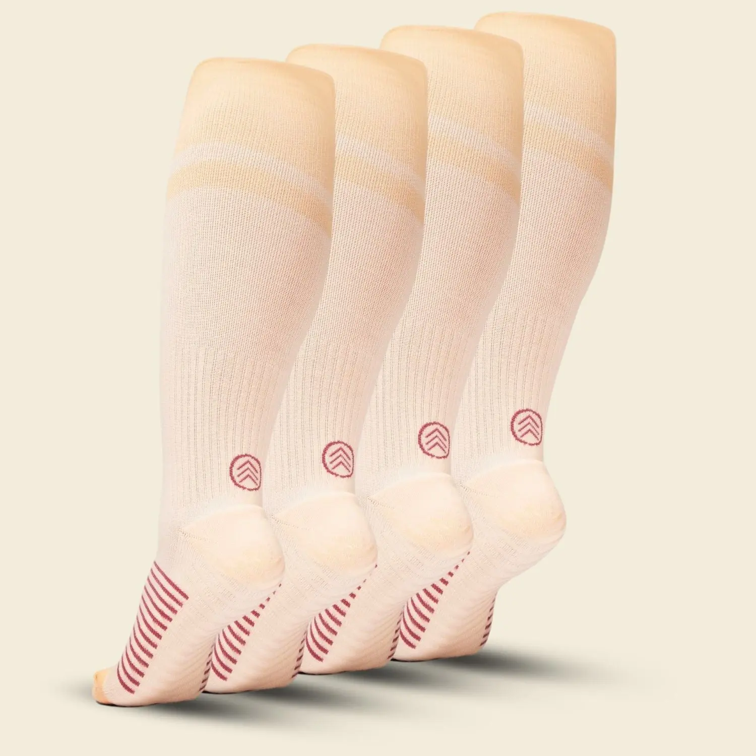 Women's Compression Grip Socks 4-Pack, Orange Cream