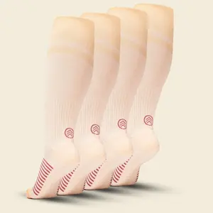 Women's Compression Grip Socks 4-Pack, Orange Cream