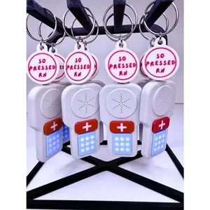 Nurse Call Button Keychain Charm | RN Badge Reel Accessory, Healthcare Humor