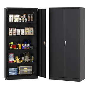 【GARVEE】71" H Metal Storage Cabinet with Lock, Steel Tool Cabinet with 4 Adjustable Shelves and 4 Adjustable Feet, Storage Organization for Home/Garage/Office/Shop