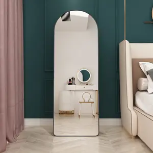 65"x23" Arched Full Length Mirror, Floor & Wall Mounted Mirror with Aluminum Frame, Standing Mirror for Bedroom, Bathroom & Entryway