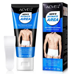 ALIVER Men's Private Hair Removal Lotion, Men's Hair Removal Lotion, suitable for private areas, chest hair, legs, armpits, etc., quickly removes hair, providing a smooth touch experience