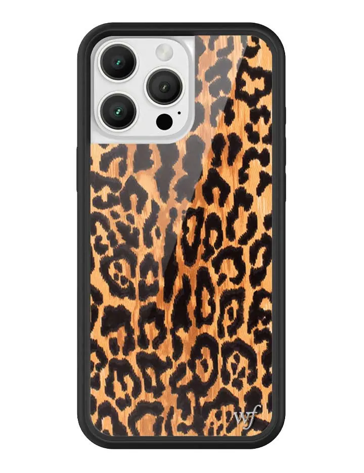 Leopard Love | Limited Edition Trendy iPhone Case | Raised Protective Black Bumper | Women Owned Small Business | Bright Orange and Black Leopard Print Pattern Wildlife Growl Rawr | Safety Casing Protective | Gift for Her