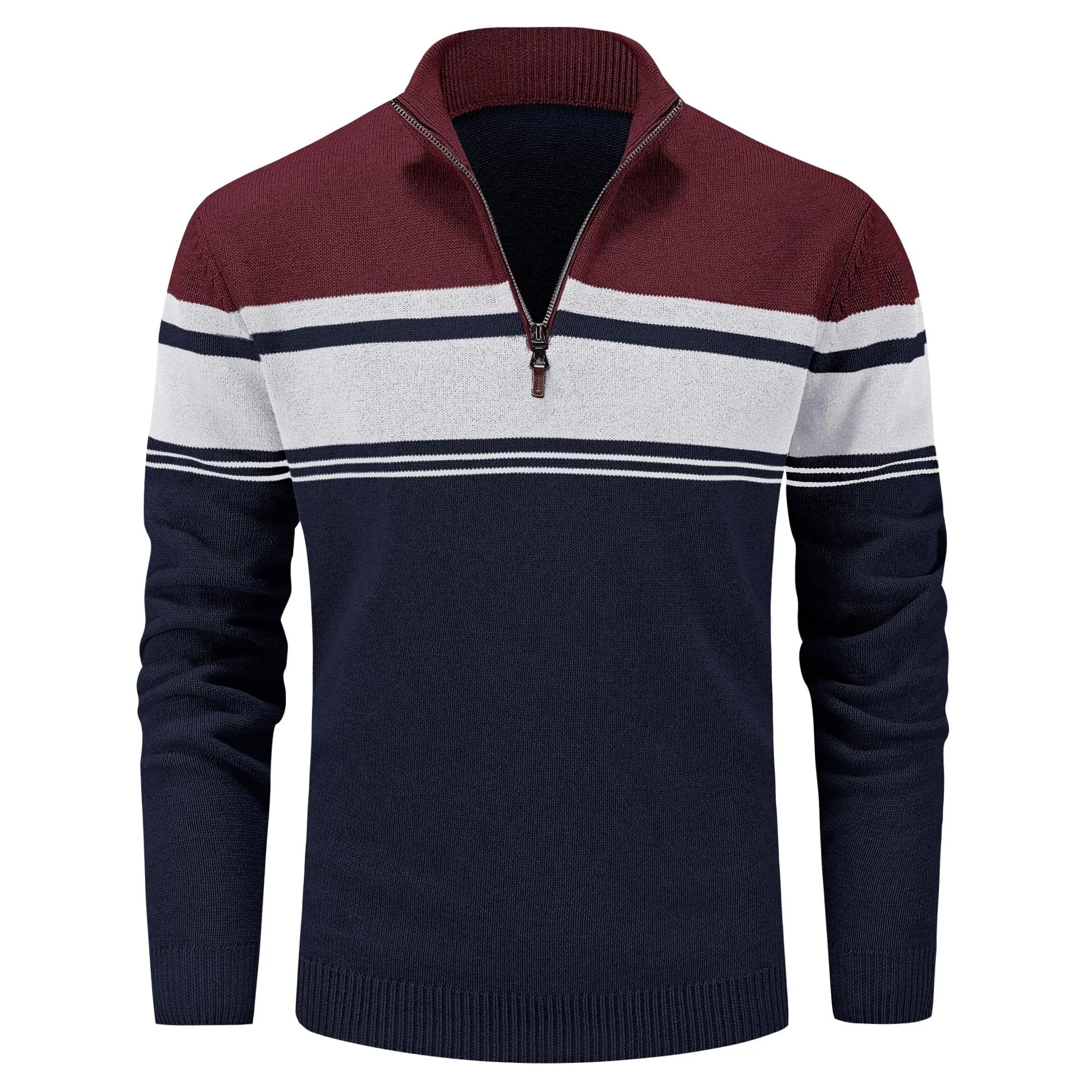 MAGCOMSEN Men's 1/4 Zip Cotton Fabric Menswear Pullover - Comfy Striped Knit Top, Elastic Hem, Fall Winter Warm Sweatshirt,sohochic MAGCOMSEN Men's 1/4 Zip Cotton Fabric Menswear Pullover - Comfy Striped Knit Top, Elastic Hem, Fall Winter Warm Sweatshirt,sohochic