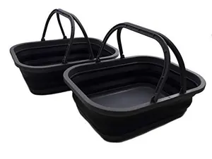 SAMMART 12L (3.17 Gallon) Collapsible Tub with Handle - Portable Outdoor Picnic Basket/Crater - Foldable Shopping Bag - Space Saving Storage Container