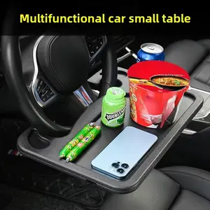 Portable Steering Wheel Laptop Desk with Cup Holder for Eating and Office Work Stable Small Table for Car Self-Driving Trips