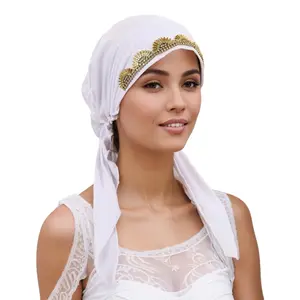 Comfort Wear Headscarf Sunflower Rhinestone Embellishments Polyester Headwrap