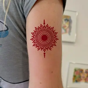 Indian Henna Designs Mandala Tattoo Sticker, Vintage Ethnic Body Decoration, Waterproof Safe Non-Toxic Long-Lasting, Suitable for Hand Back Arm