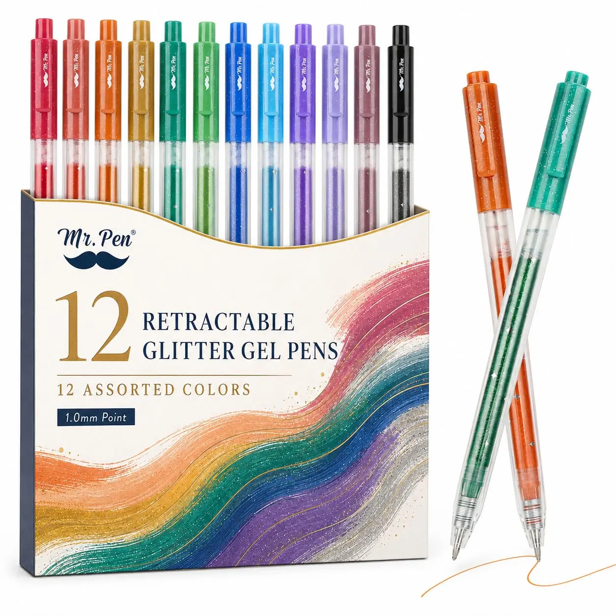 Mr. Pen- Retractable Glitter Gel Pens, 12 Pack, Sparkle Gel Ink Pens