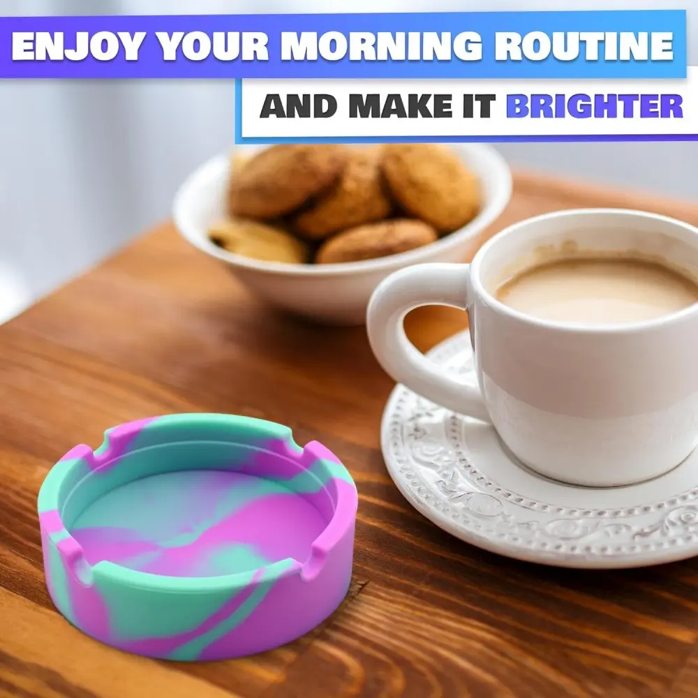 1pcs Silicone Ashtray Outdoor - Lightweight Heat-Resistant Ash Tray Outdoors  - Easy to Clean, Round Multicolor Small Ashtray for Patio, Home, Travel, Office And Outdoor Table Organization