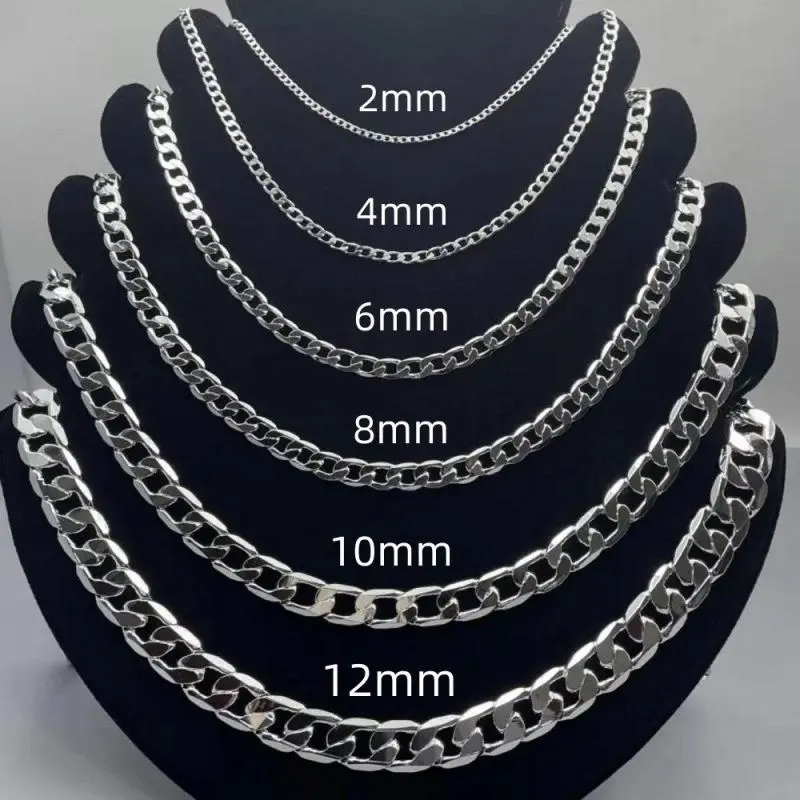 925 Sterling Silver Face Chain, Classic Link Necklace for Men and Women, Jewelry Gift with Lobster Clasp, 2-12mm, 40-75cm, Adults, 60Cm, 4Mm