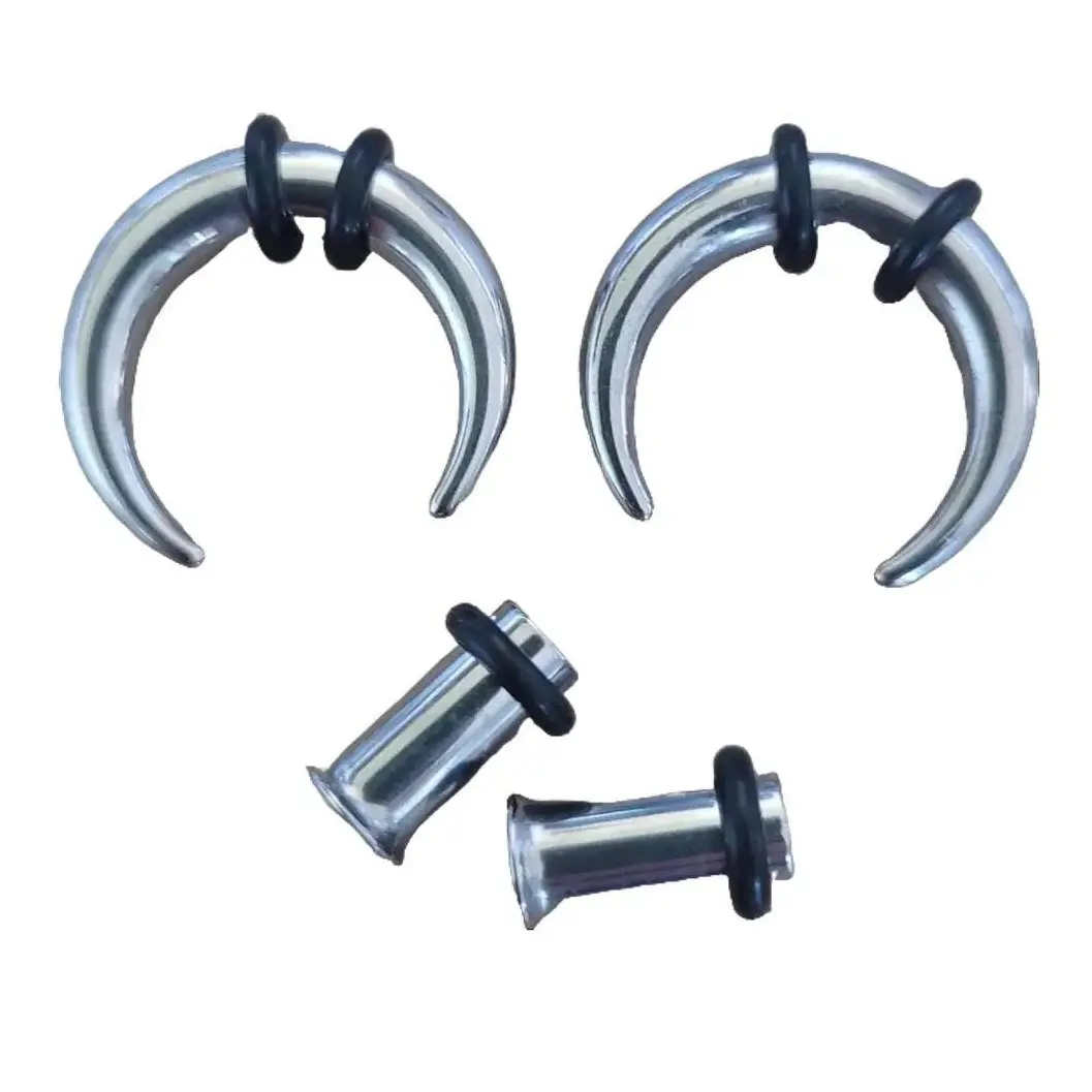 2 Pair Steel Pinchers and Single Flare Tunnels Ear Plug Tapers Horseshoes Gauges Septum 0g 1g 2g 4g 6g 8g 10g 12g 14g stretching kit set men