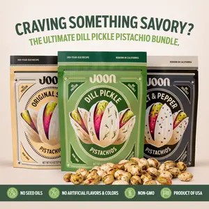 Joon Pistachios (3-Pack) – Gourmet Pistachios, Original Salted, Salt & Pepper & Dill Pickle | Protein Snack, No Seed Oils, No Artificial Flavors