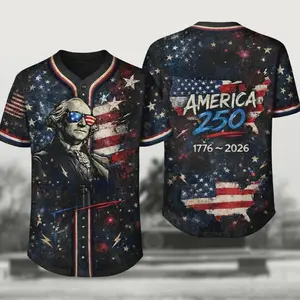 Patriotic Baseball Jersey, USA 250 Independence Day Shirt, Unisex 4th of July Sports Jersey, American Pride Gift